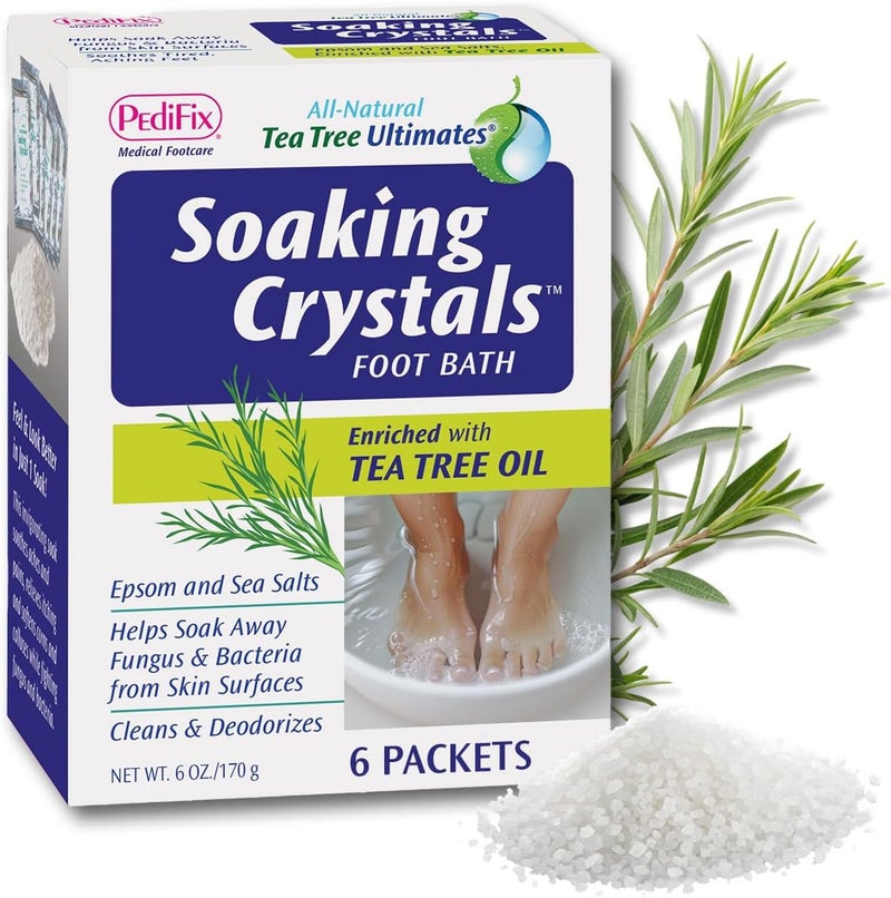 PediFix Soaking Crystals Foot Bath with Tea Tree Oil - 6 Packets of 1 oz Each - Image 1